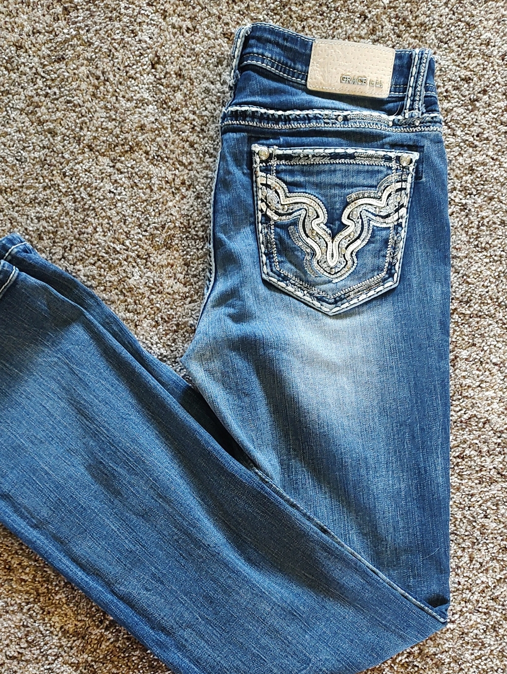 Grace In LA Western Jeans Easy Fit Bootcut Cowgirl Western Santa Fe Chic SZ:29